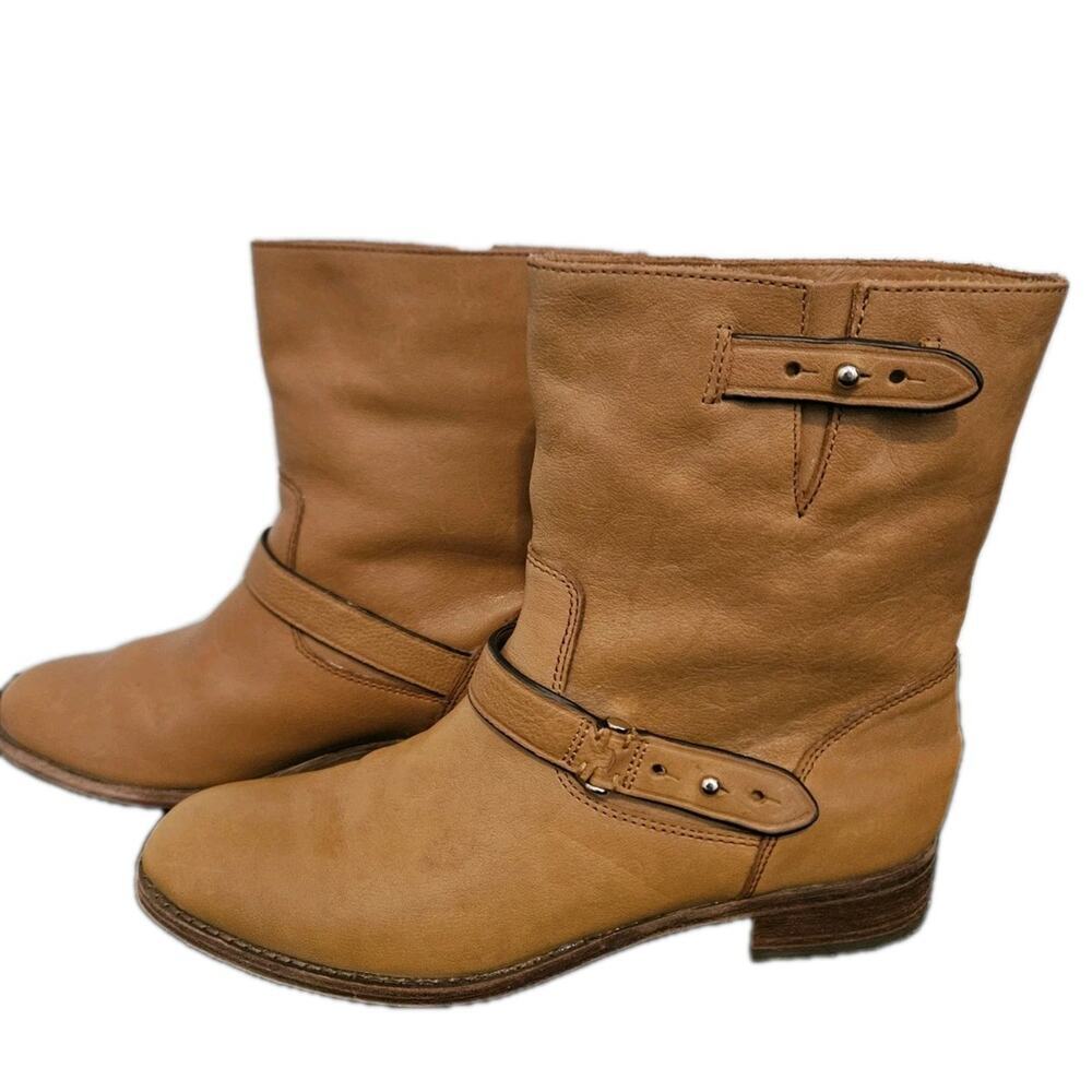 Coach Amy Moto Leather Biker Boots Tan Size 8 $248 - Picture 2 of 12